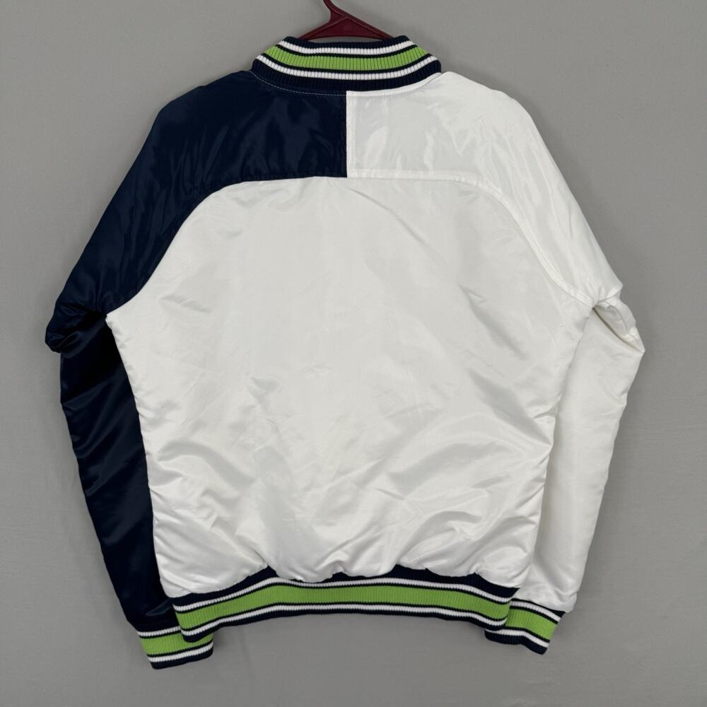 Starter NFL Seattle Seahawks Full Snap Navy White Satin Quilted Jacket Sz Medium - Picture 5 of 11